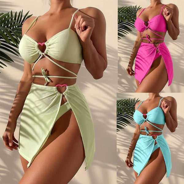 Three-piece Bikini Swimsuit Women's Lace Heart